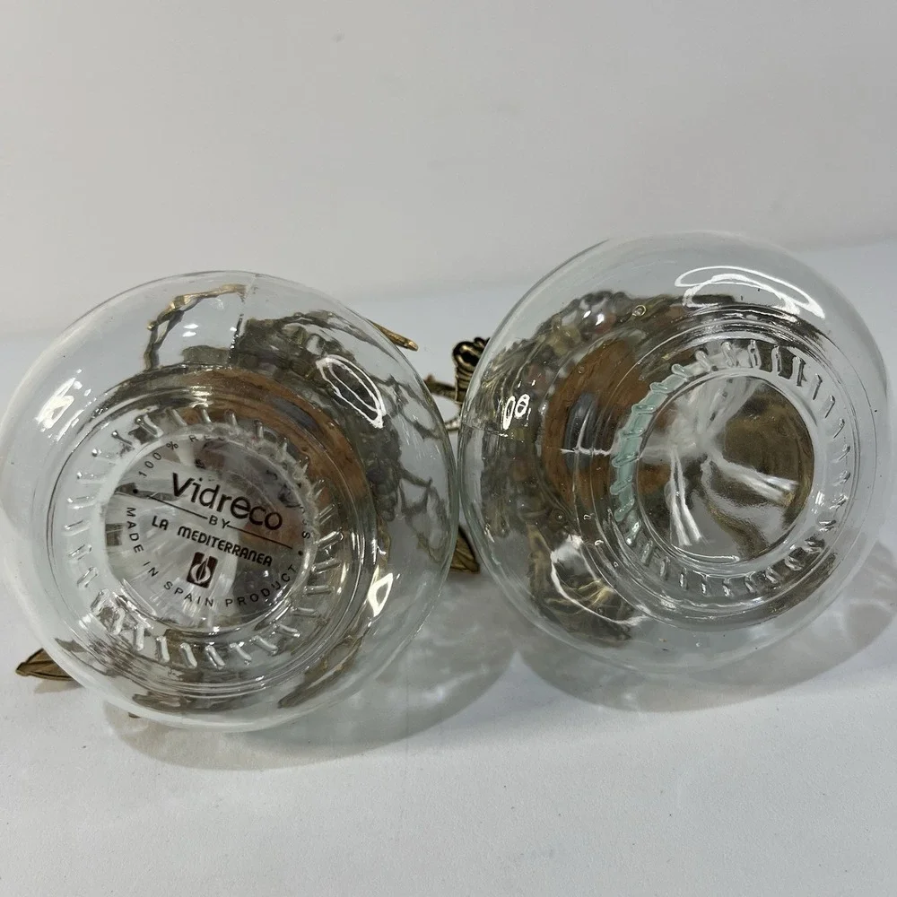 Vtg Vidreco Glass and‎ Brass Oil Lantern La Mediterranea Spain Ornate Decor